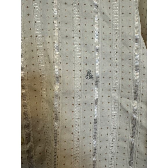 D&G Dolce & Gabbana Mens XL Short Sleeve Button-Up Shirt White Metallic Striped - Picture 5 of 5